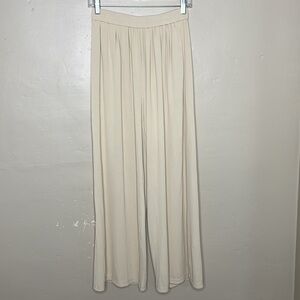 BTFBM  Wide Leg Ridged Pants Cream Pull-On Elastic Waist High Rise Dressy NWT Sm